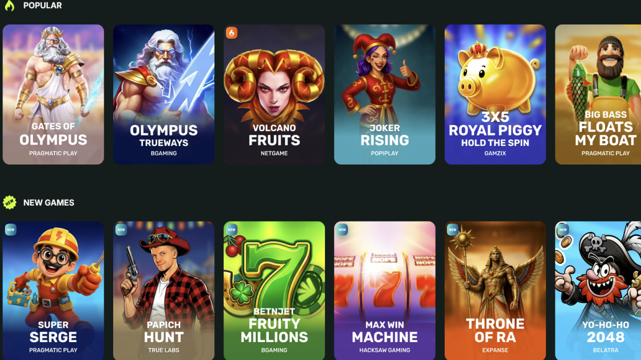 Betnjet Casino games